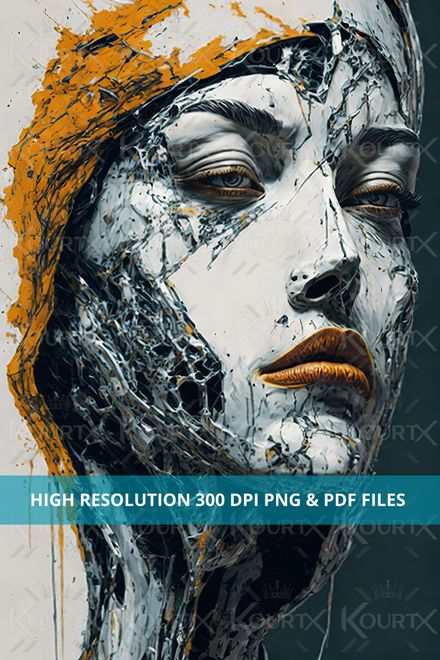Digital File - Printable Wall Art - Wax Face Woman