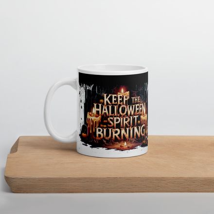 Keep The Halloween Spirit Burning - 11 oz White Mug + eBook