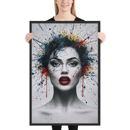 Splash Hair Woman - Framed Poster - 36x24 (in)