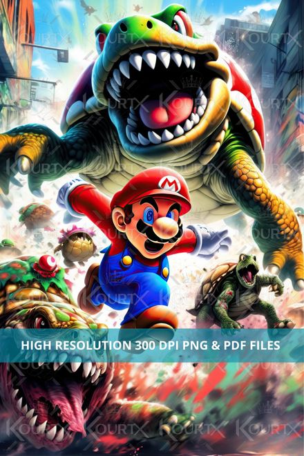 Digital File - Printable Wall Art - Mario&#x27;s Epic Escape