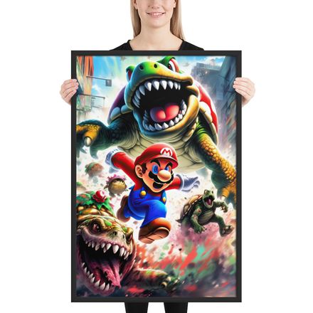 Mario&#x27;s Epic Escape - Framed Poster - 36x24 (in)