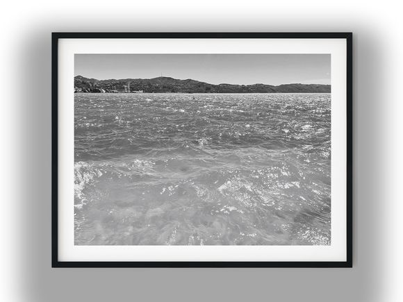 Sunlit Choppy Waters in Wellington Harbour Black And White Photo Digital Download