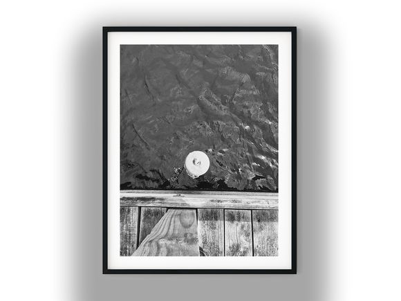 Wooden Dock and Mooring Post Over Rippling Water Black And White Photo Digital Download