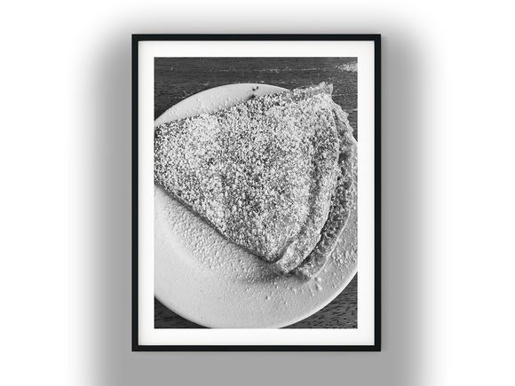 Folded Crepe Dusted with Powdered Sugar Black And White Photo Digital Download