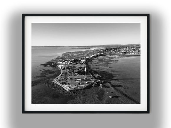 Aerial View of Cleveland Point Lighthouse Reserve Black and White Photo Digital Download
