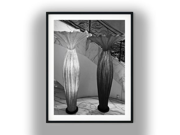 Pair of Sculptural Fluted Floor Lamps Black and White Photo Digital Download