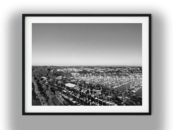 Aerial View of Manly Boat Harbour Black and White Photo Digital Download