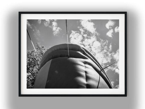 Low-Angle View of Anchored Inflatable Structure Black And White Photo Digital Download