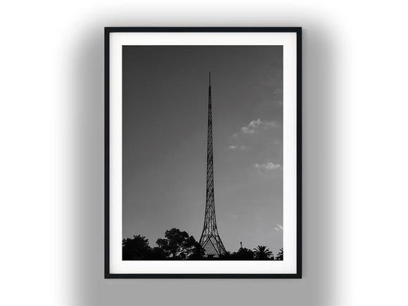 Melbourne Arts Centre Spire Silhouette Black And White Photo Digital Download