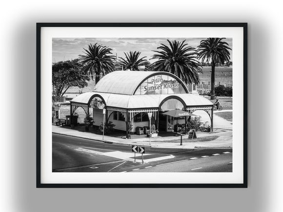 Peters Sunset Kiosk, St Kilda Foreshore Black and White Photo Digital Download