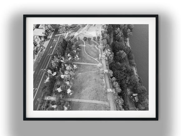 Aerial View of Kangaroo Point Parklands Black And White Photo Digital Download