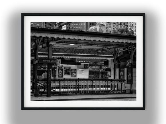 Historic Flinders Street Station Platform 6 in Melbourne Black and White Photo Digital Download
