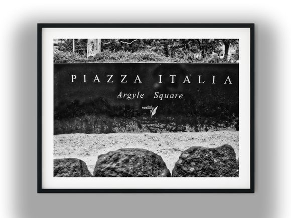 Piazza Italia Argyle Square Park Sign Black and White Photo Digital Download