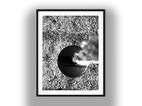Overhead View of Playground Equipment on Mulch Black And White Photo Digital Download