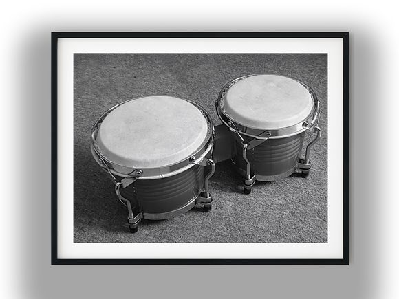 Tunable Percussion Bongo Drum Set Black And White Photo Digital Download