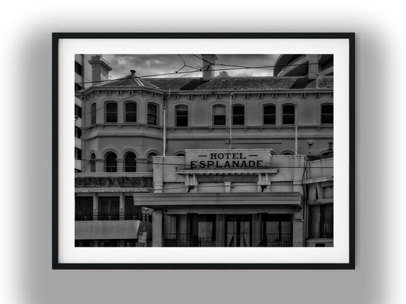 Historic Hotel Esplanade Facade in St Kilda Black and White Photo Digital Download