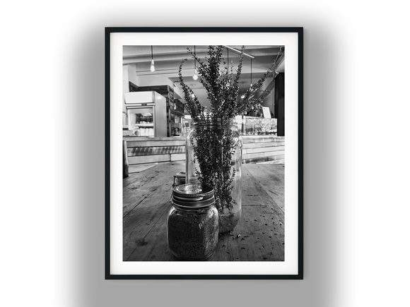 Rustic Cafe Table Centerpiece With Jars Black And White Photo Digital Download