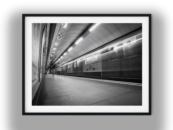 High-Speed Passenger Train in Motion Blur Black and White Photo Digital Download