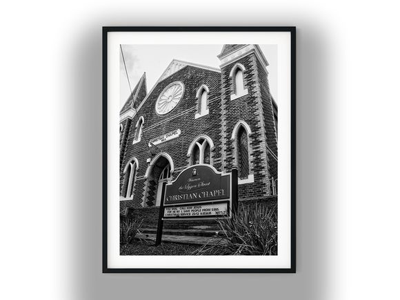 Historic Lygon Street Christian Chapel Exterior Black and White Photo Digital Download