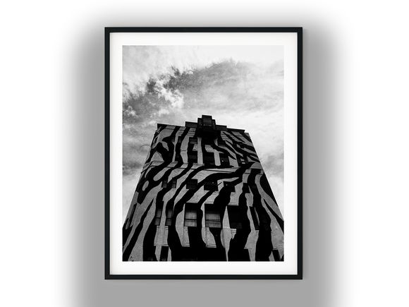 Zebra Striped Architecture Facade in Wellington Black And White Photo Digital Download