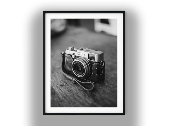 Vintage Camera in Leather Case Black and White Photo Digital Download