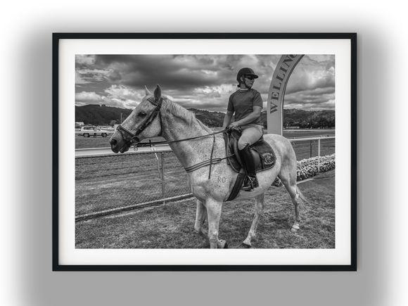 Mounted Race Official at Trentham Racecourse Black And White Photo Digital Download