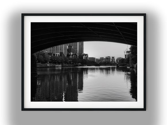 Framed Yarra River View of Melbourne Skyline Black And White Photo Digital Download
