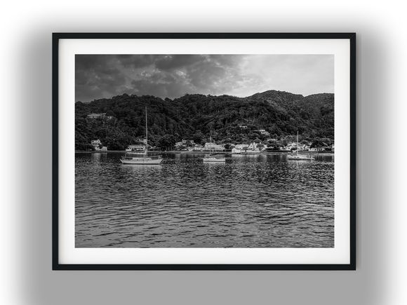 Moored Sailboats in York Bay, Lower Hutt Black And White Photo Digital Download