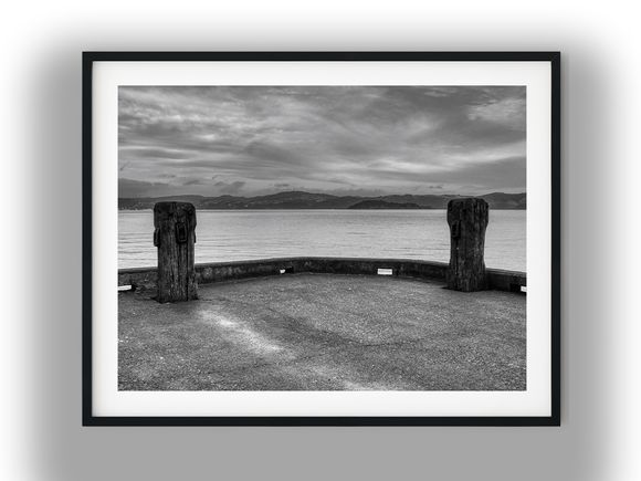 Days Bay Wharf Overlooking Wellington Harbour Black And White Photo Digital Download