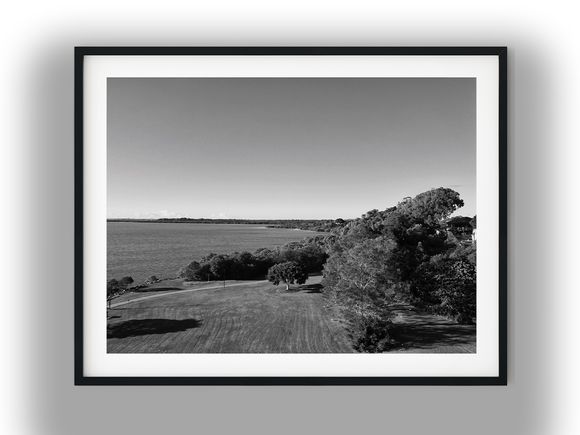Elevated View of Wellington Point Coastal Park Black and White Photo Digital Download