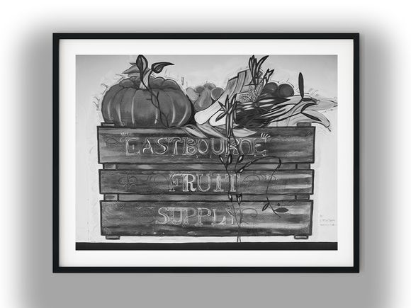 Eastbourne Fruit Supply Produce Crate Mural Black And White Photo Digital Download