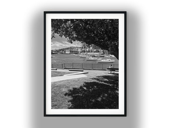 Wellington Harbour Marina View from Waterfront Park Black And White Photo Digital Download