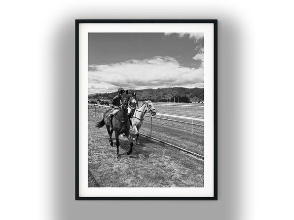 Jockey and Racehorse at the Racetrack Black And White Photo Digital Download