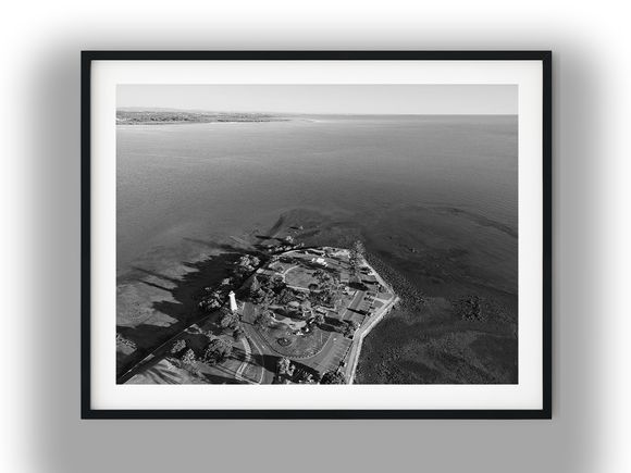 Aerial View of Cleveland Point Lighthouse Park Black and White Photo Digital Download