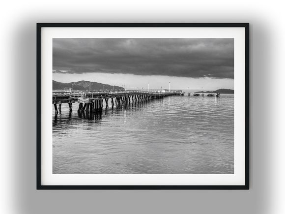 Point Howard Pipeline Wharf Under Dramatic Skies Black And White Photo Digital Download