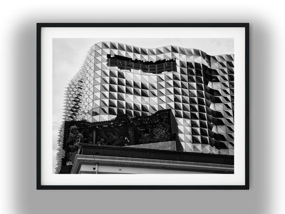 Modern Geometric Architectural Facade in Melbourne Black And White Photo Digital Download