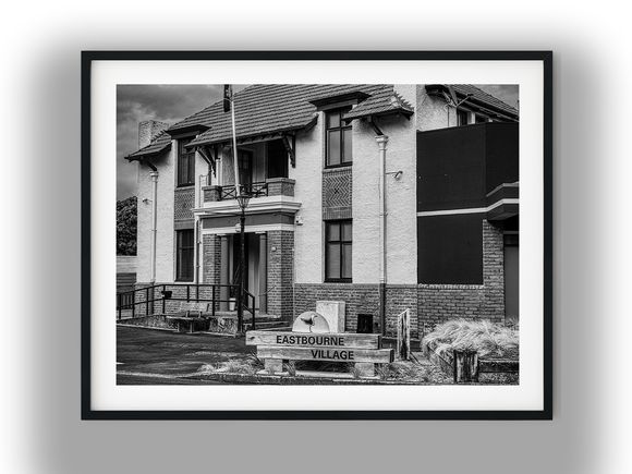 Historic Eastbourne Village Building Black And White Photo Digital Download