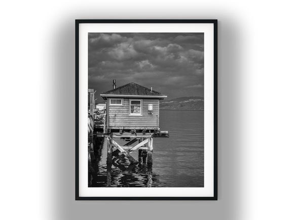 Point Howard Wharf Shed, Lower Hutt Black And White Photo Digital Download