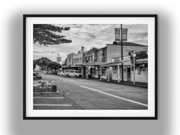 Eastbourne Village Main Street, Lower Hutt Black And White Photo Digital Download