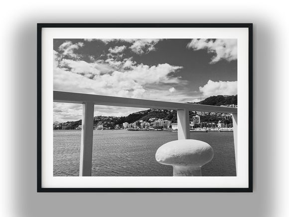 Wellington Waterfront View Across Oriental Bay Black And White Photo Digital Download