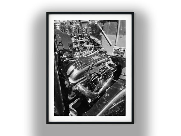 Custom Hot Rod V8 Engine Close-Up Black And White Photo Digital Download
