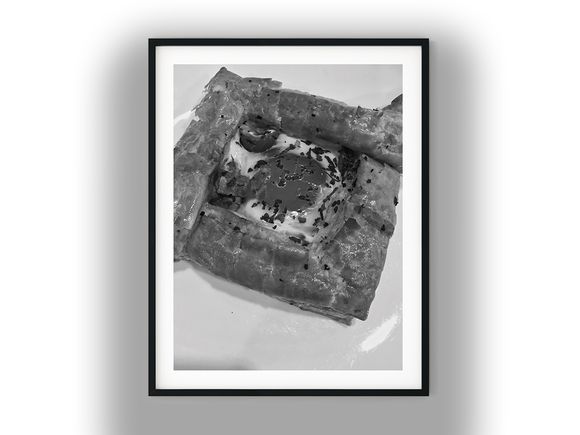 Savory Baked Egg Puff Pastry Tart Black and White Photo Digital Download