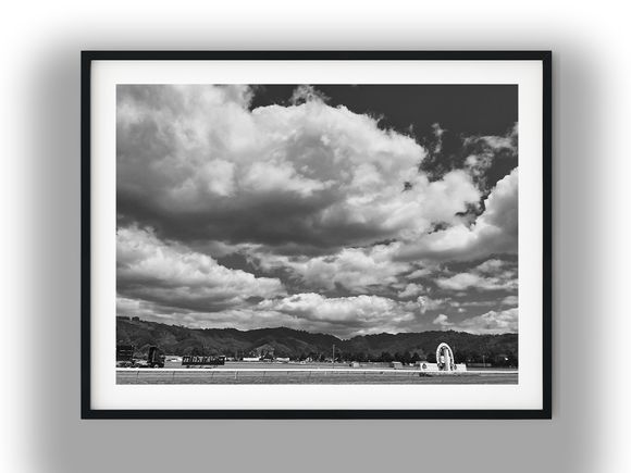Dramatic Clouds Over Trentham Racecourse Black And White Photo Digital Download