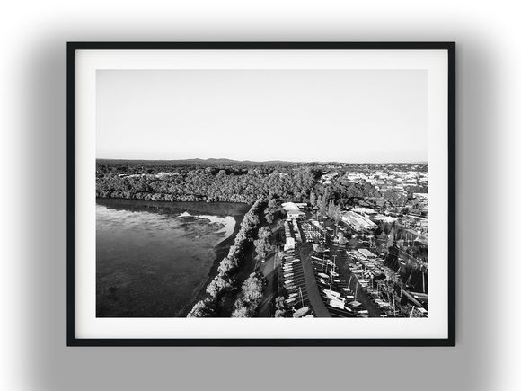 Aerial View of Manly Marina and Foreshore Black and White Photo Digital Download