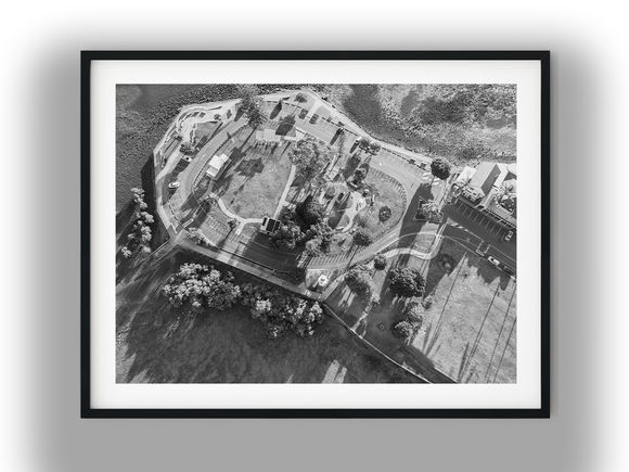 Aerial View of Cleveland Point Recreation Reserve Black and White Photo Digital Download