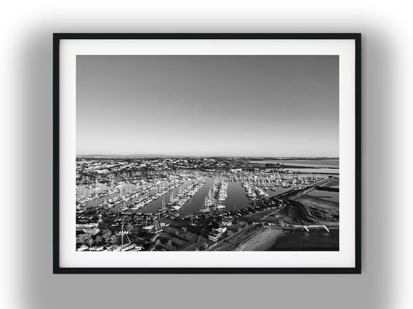 Aerial View of Manly Harbour Boat Marina Black and White Photo Digital Download