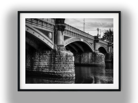 Historic Princes Bridge Arches in Melbourne Black And White Photo Digital Download