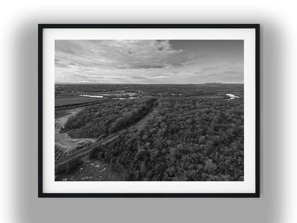 Aerial View of Lota Railway and Wetlands Black And White Photo Digital Download