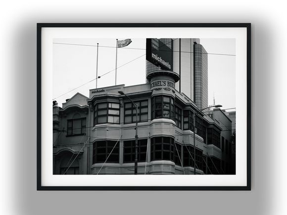 Historic Michaels Building Corner in Melbourne Black and White Photo Digital Download