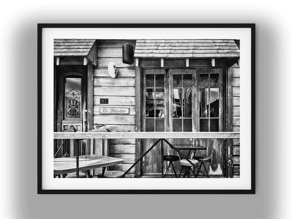 Rustic Wooden Facade of El Paladeo Cafe Black And White Photo Digital Download